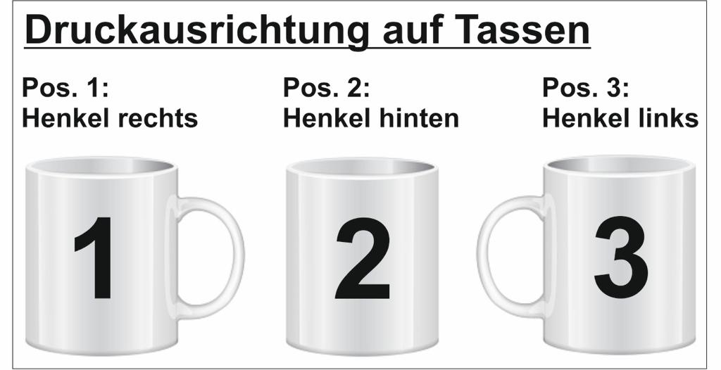 Emaille-Tasse weiß, mit silbernem Rand, 10 oz (ca. 300ml), inkl. Druck