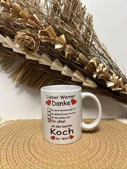 Tasse weiß glänzend "Koch", ca. 330 ml
