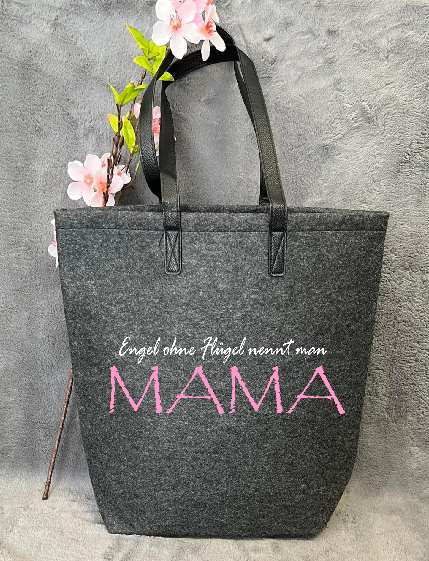 "Alles für die Mama" -Filz- Shopper mit Leder Henkel, 40 x 30 x 12cm, versch. Designs