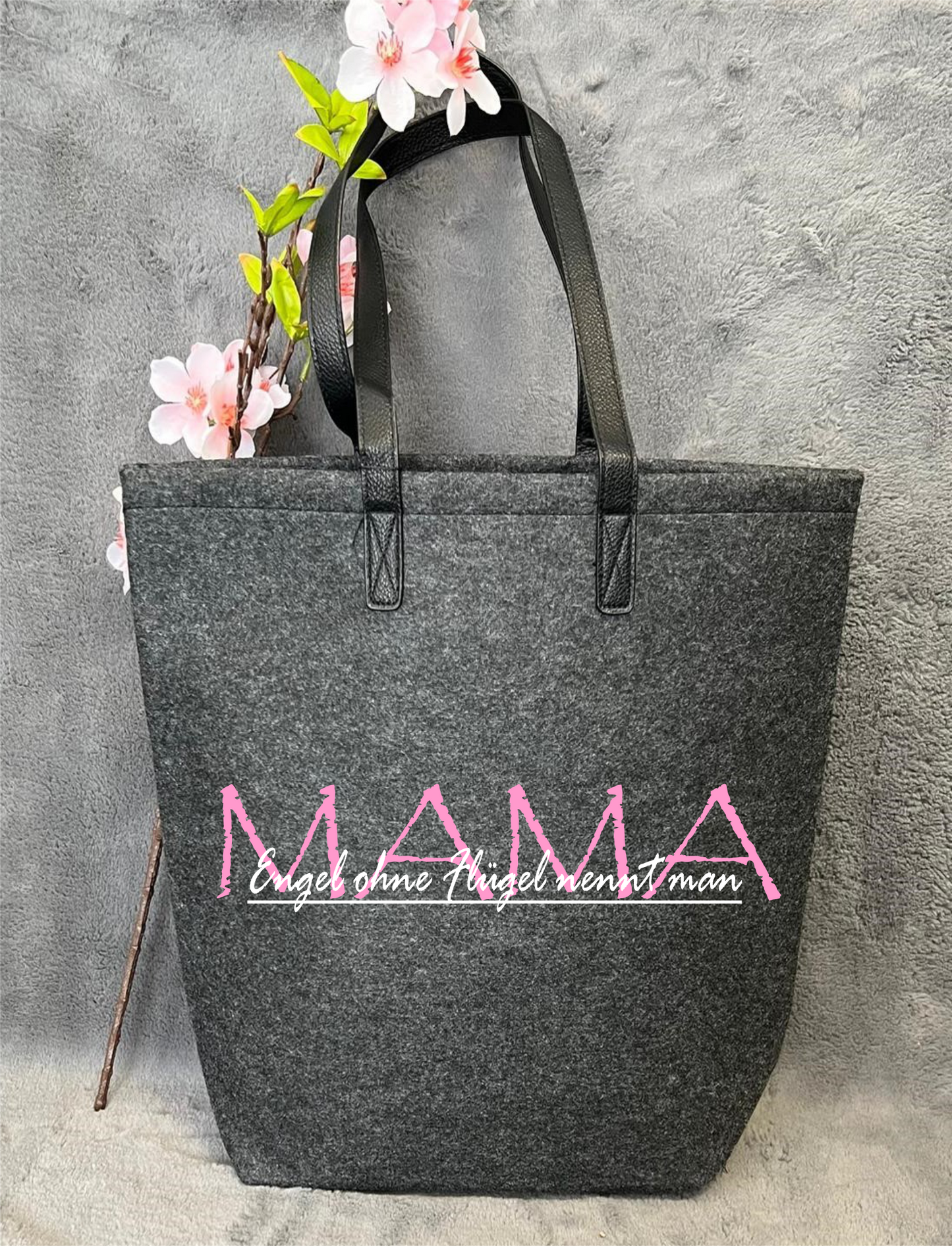 "Alles für die Mama" -Filz- Shopper mit Leder Henkel, 40 x 30 x 12cm, versch. Designs