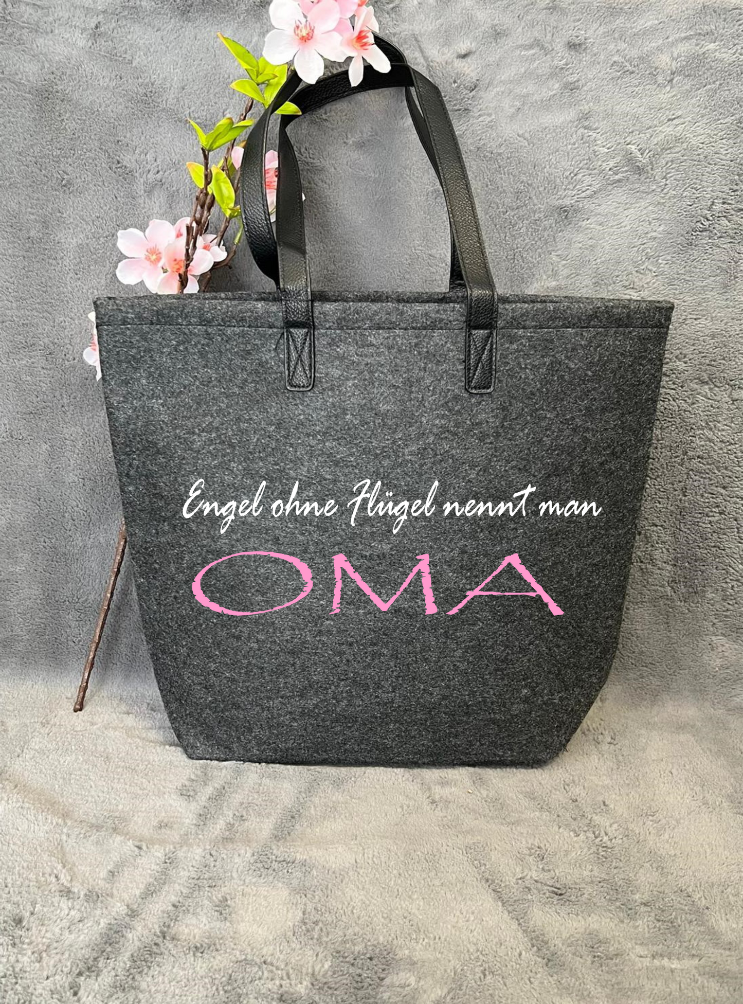 "Alles für die Oma" -Filz- Shopper mit Leder Henkel, 40 x 30 x 12cm, versch. Designs