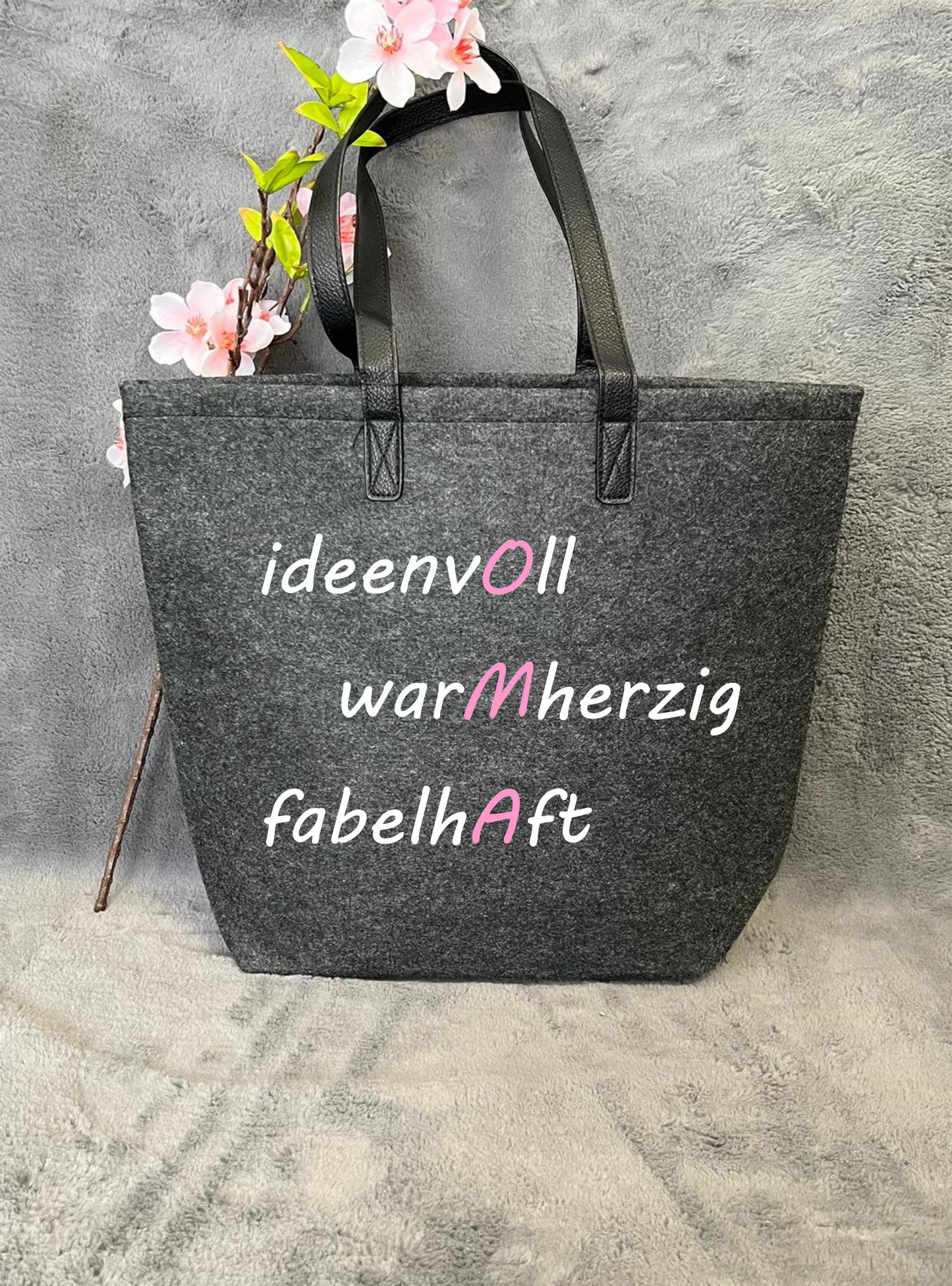 "Alles für die Oma" -Filz- Shopper mit Leder Henkel, 40 x 30 x 12cm, versch. Designs