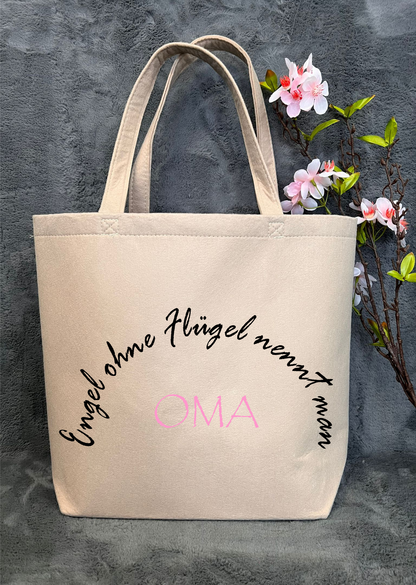 "Alles für die Oma" Filz-Shopper - 49 x 39 x 13,5cm, beige, verschiedene Design