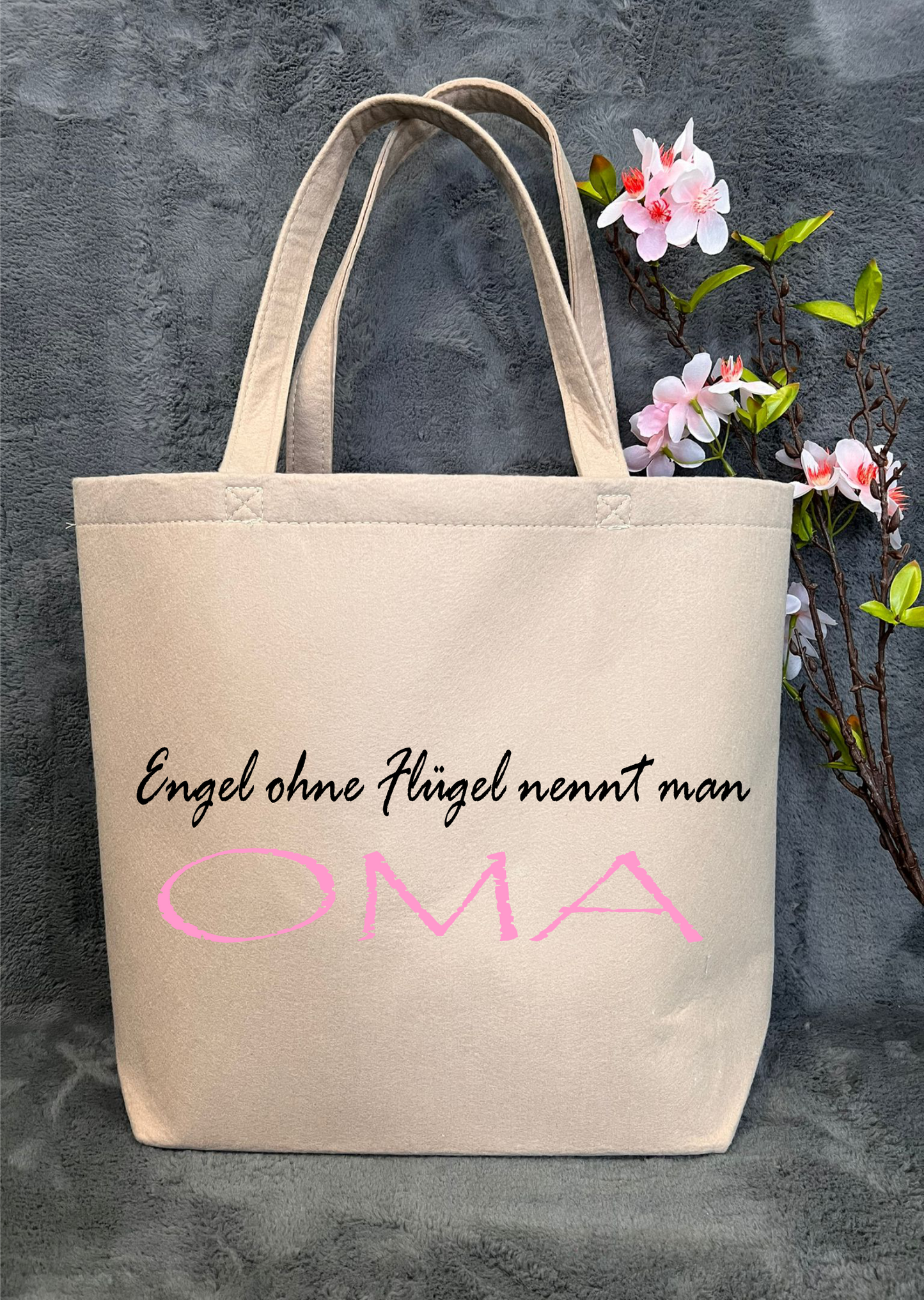 "Alles für die Oma" Filz-Shopper - 49 x 39 x 13,5cm, beige, verschiedene Design