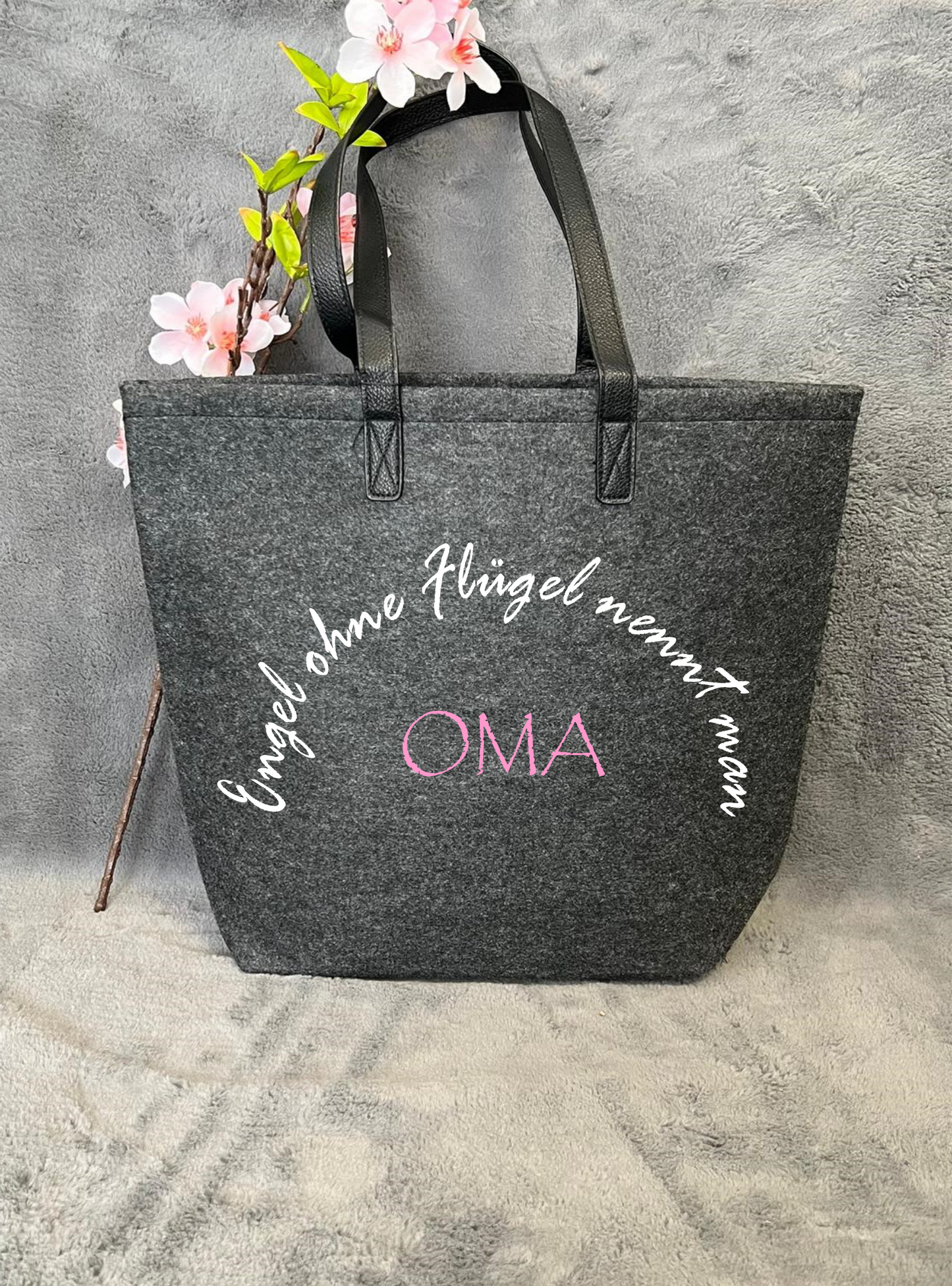 "Alles für die Oma" -Filz- Shopper mit Leder Henkel, 40 x 30 x 12cm, versch. Designs