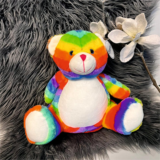 Stofftier "bunter Bär" / 41 cm / inkl. Stick